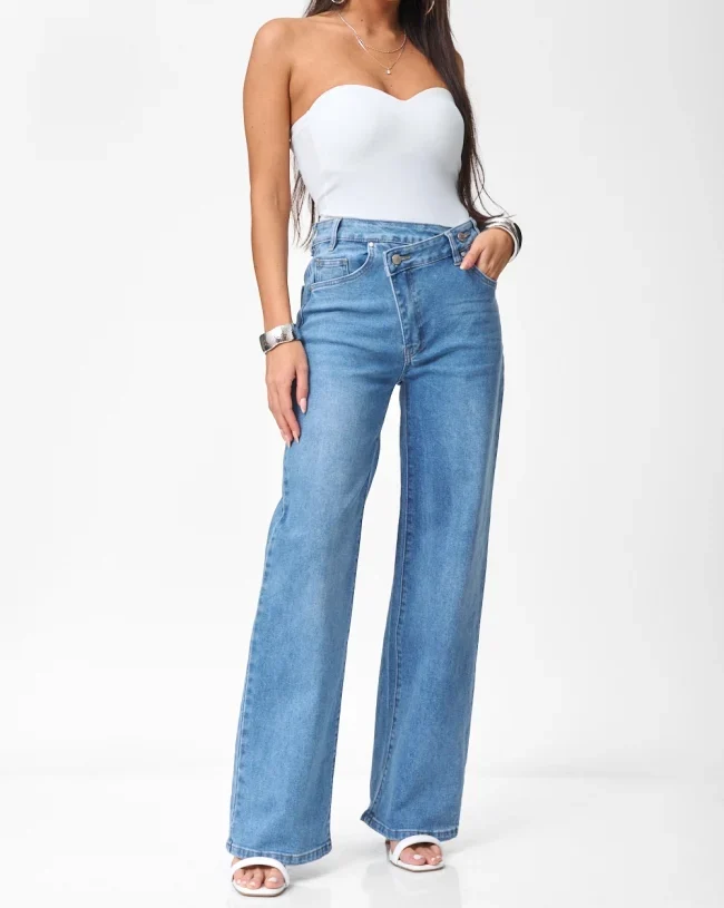 panteloni-jean-wide-leg-me-xiasti-koumpwma-10090530-ktwz Παντελόνι Jean Wide Leg με Χιαστί Κούμπωμα ΜΠΛΕ - Image 1