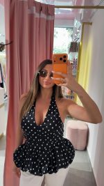 Polka Dots Print Top Halter