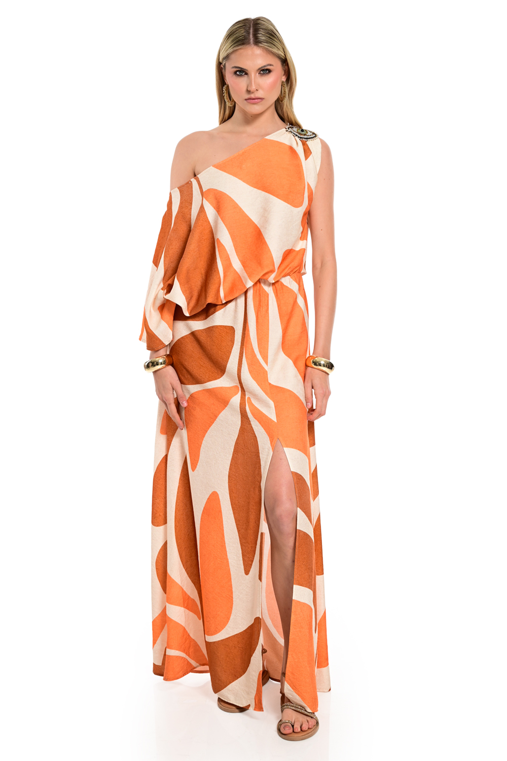 IMG_2980 Orange Pattern Dress - Image 1