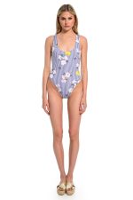 Ολόσωμο Μαγιό Ριγέ με Floral Print