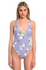 Ολόσωμο Μαγιό Ριγέ με Floral Print - Image 2